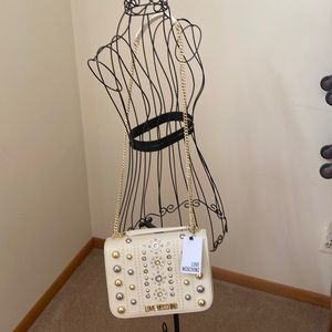 NWTO Love Moschino Borsa Pu Avorio off white silver & gold tone shoulder…